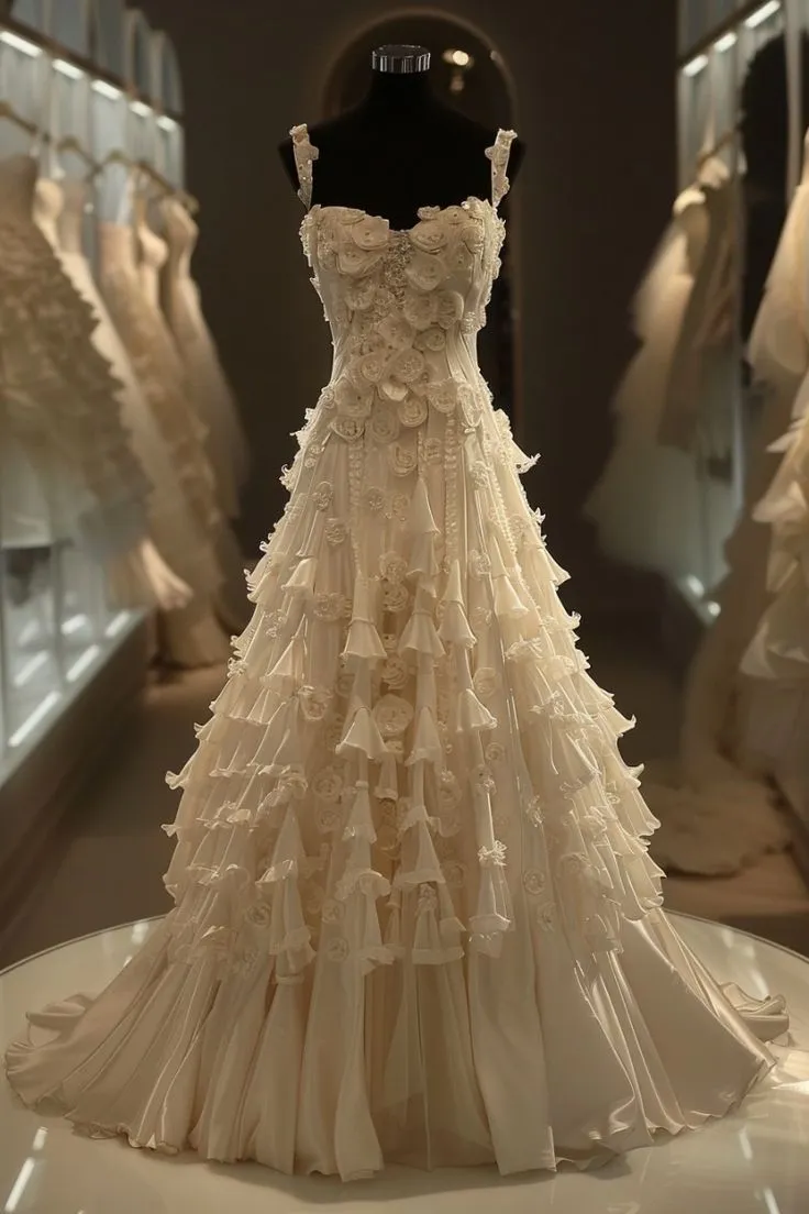 White A-Line Spaghetti Straps Chiffon Satin Long Wedding Dress with Beaded Appliques Simple Prom Dress HZ1108