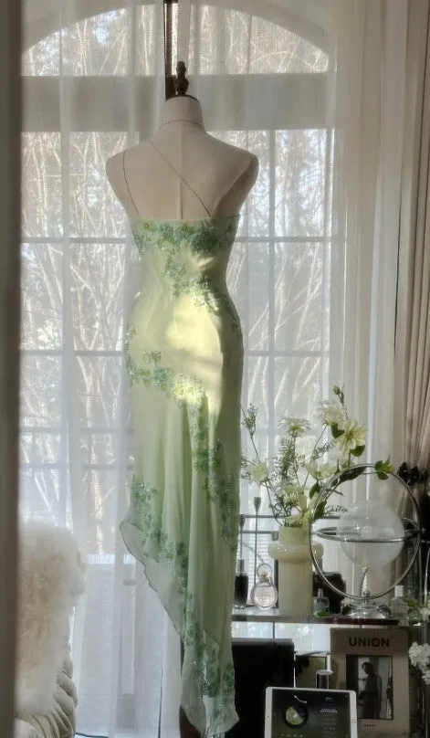 Fairytale Light Green Simple Bodycon Party Dresses Elegant One Shoulder Chiffon Applique Beaded Prom Dress HZ1108 - Image 2