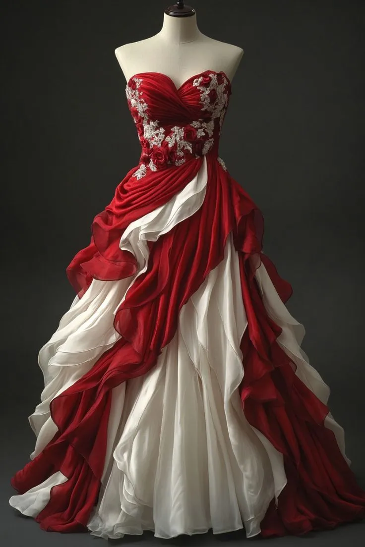 Vintage Patchwork Color A-Line Sweetheart Neck Chiffon Lace Long Prom Dress Evening Dress HZ1108