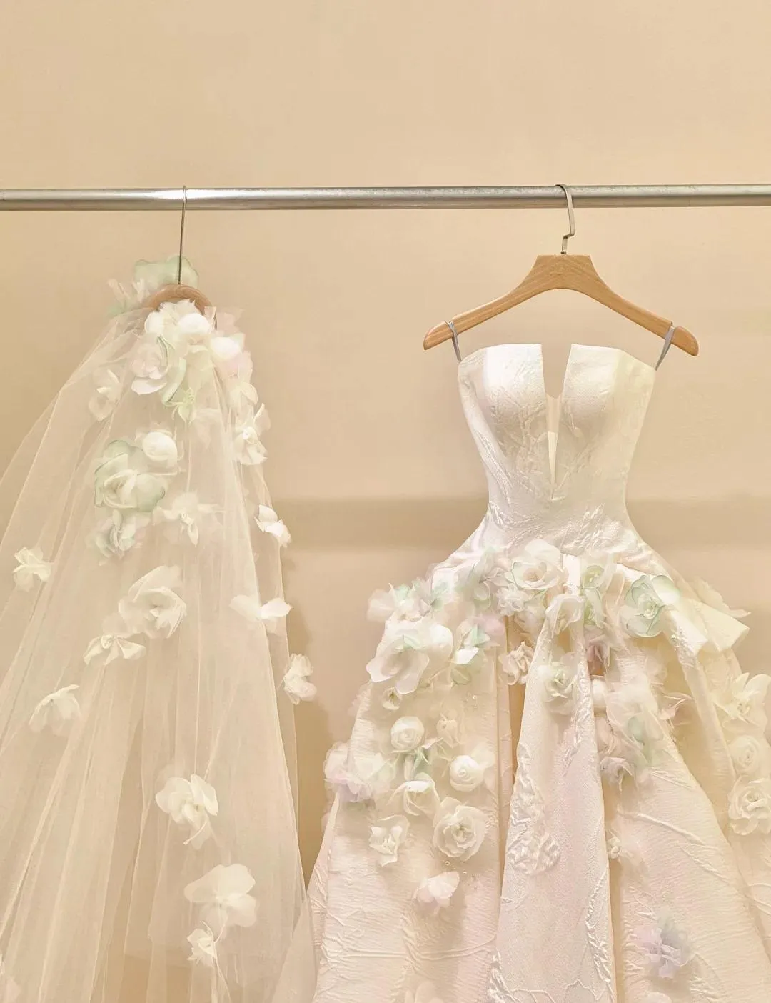 A-Line Spaghetti Strap Satin Long Prom Dress, Beautiful Applique Wedding Dress HZ1108 - Image 2