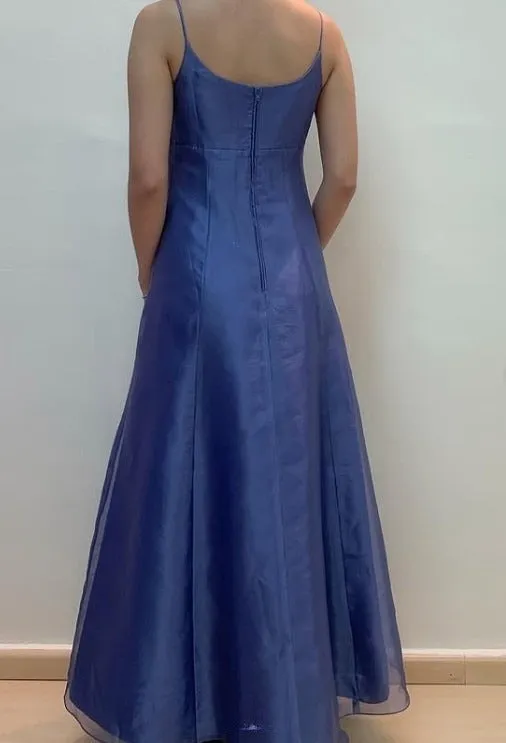 Vintage Spaghetti Strap Blue Tulle Beaded Prom Dress HZ1108 - Image 4