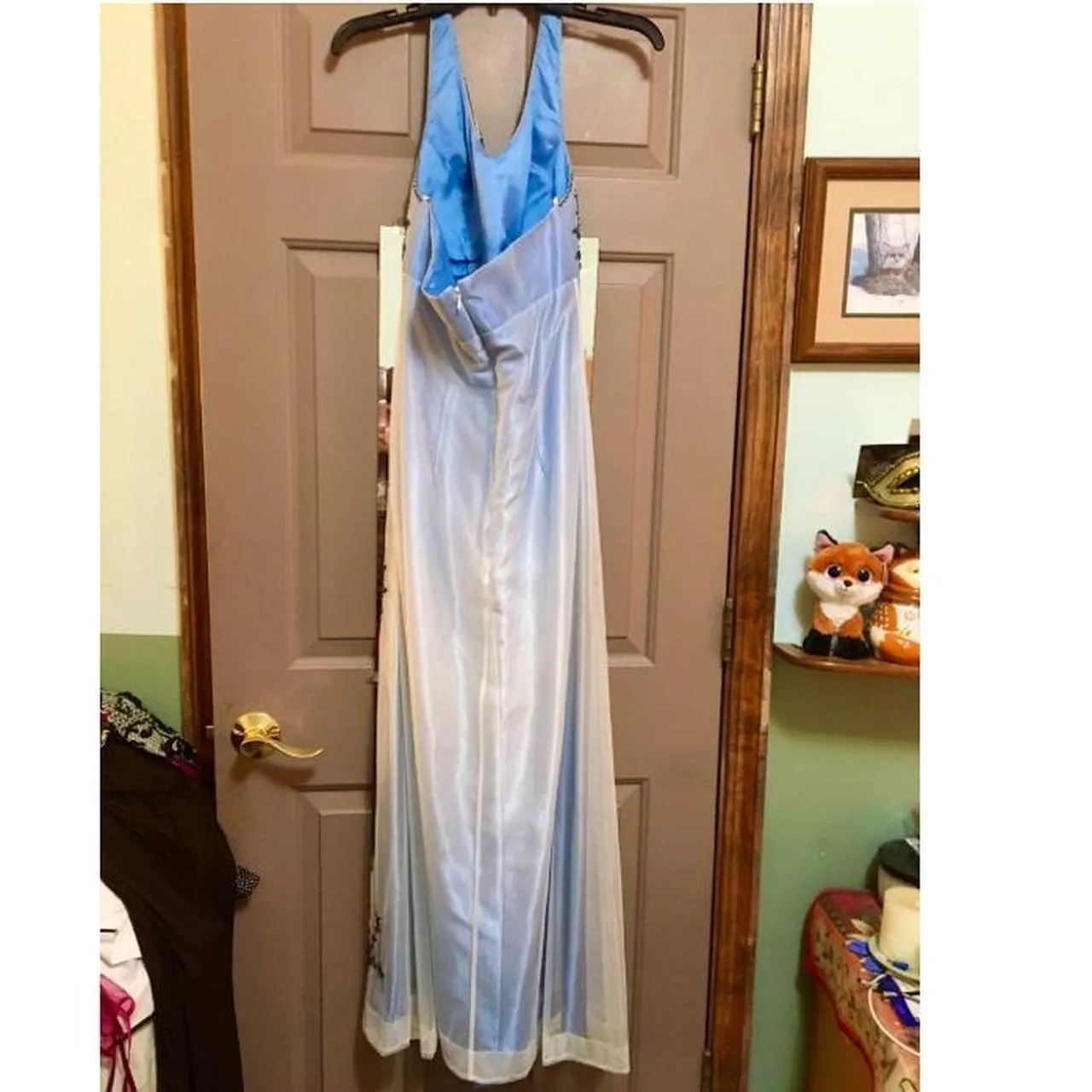 Vintage Gradient Purple Sheath Halter Neck Satin Prom Dress with Beaded Appliques HZ1108 - Image 6