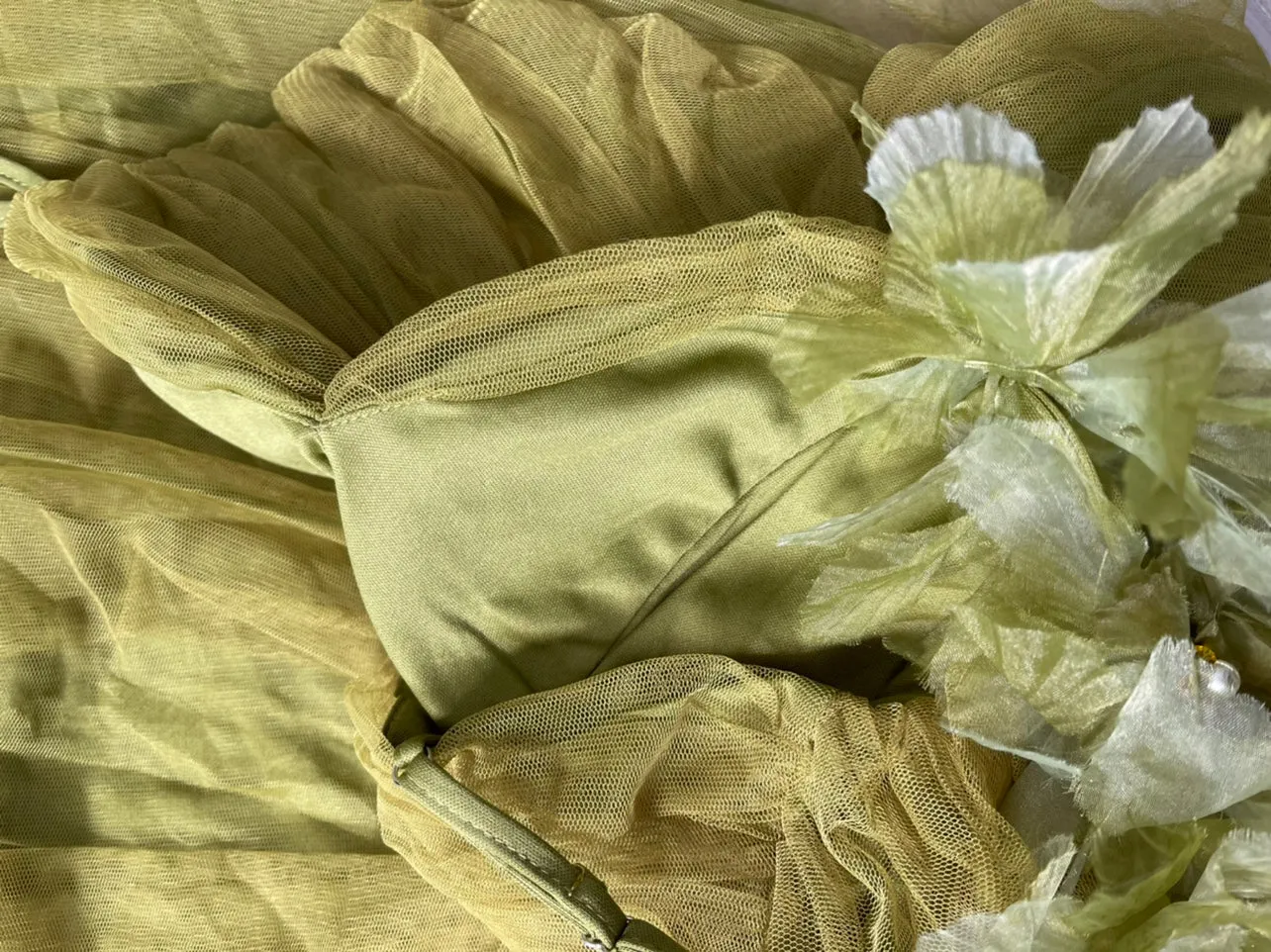 A-Line Olive Green Spaghetti Strap Tulle Long Prom Dress Sweet Birthday Evening Dress HZ1108 - Image 8