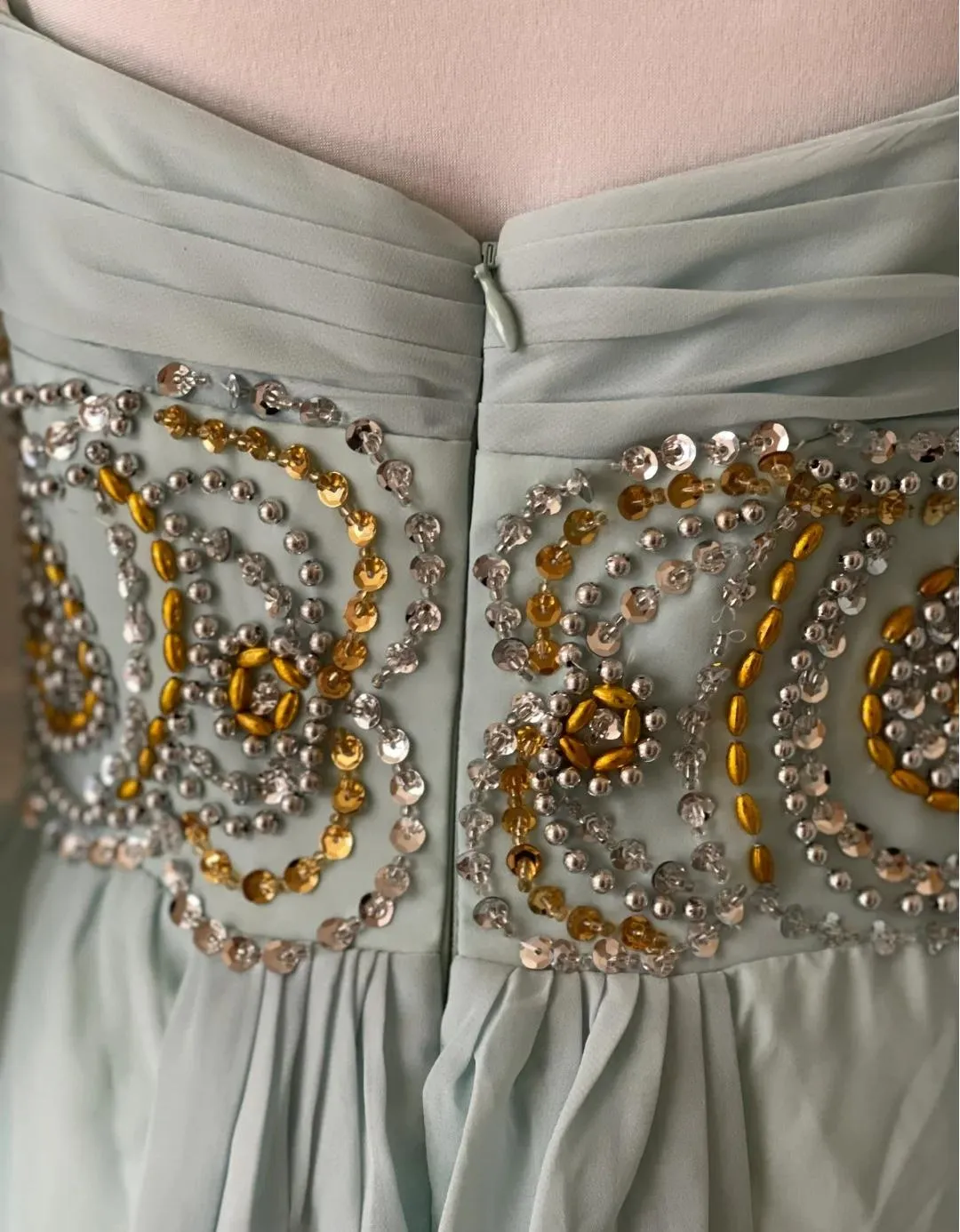 Vintage Tiffany Blue V-neck A-Line Beaded Chiffon Long Prom Dress Evening Dress Wedding Dress HZ1108 - Image 8