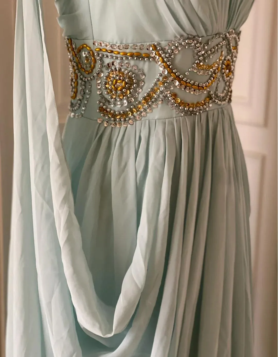 Vintage Tiffany Blue V-neck A-Line Beaded Chiffon Long Prom Dress Evening Dress Wedding Dress HZ1108 - Image 10