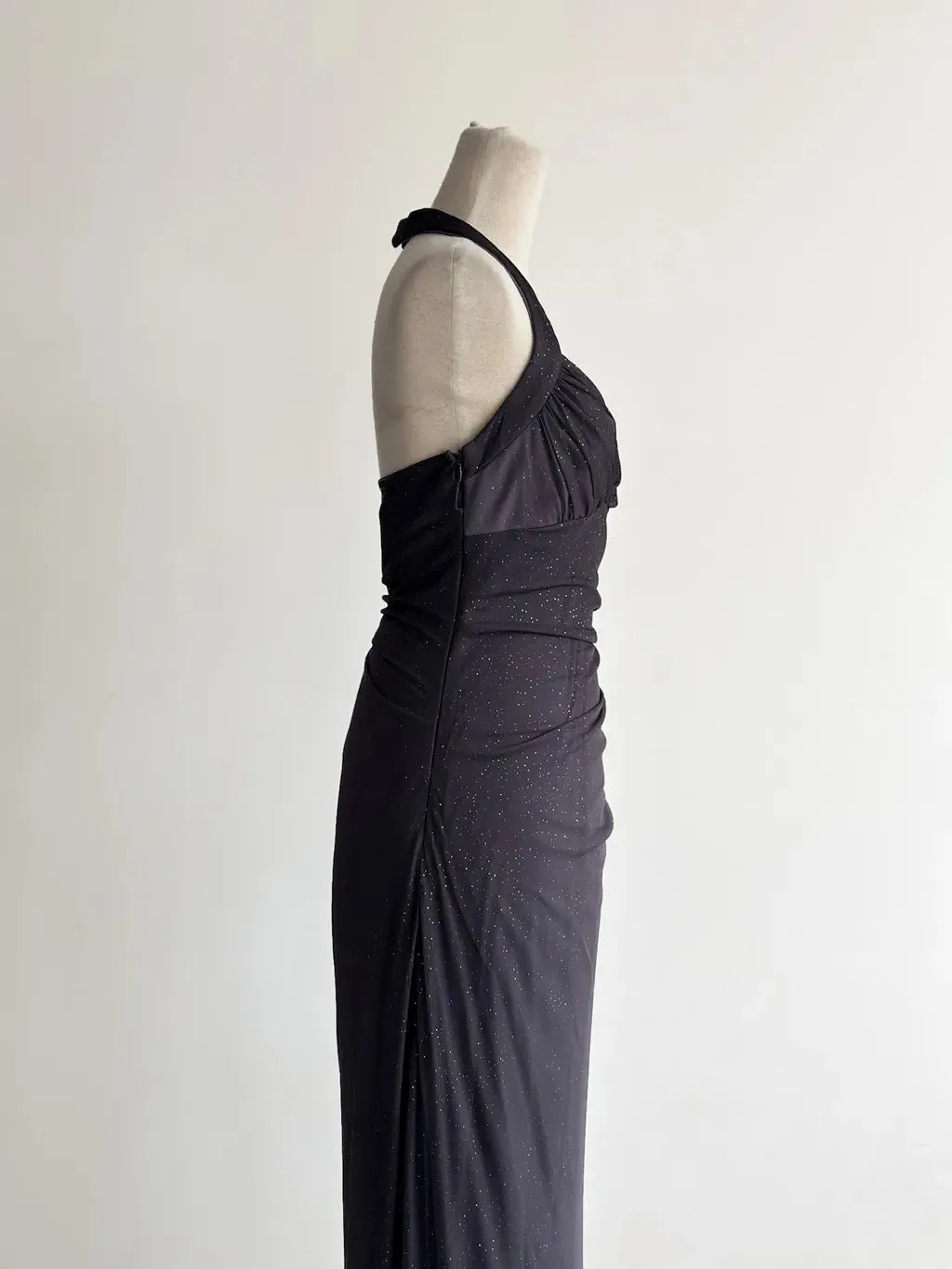 Sparkling Gradient Dark Gray Halter Neck Ruffle Sheath Prom Dress Birthday Dress HZ1108 - Image 9