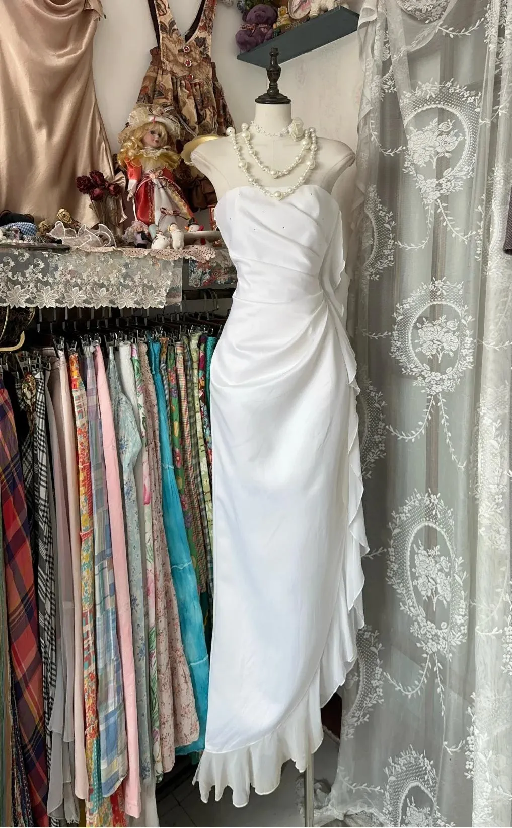 White Elegant Sheath Strapless Chiffon Prom Dress Birthday Dress HZ1108