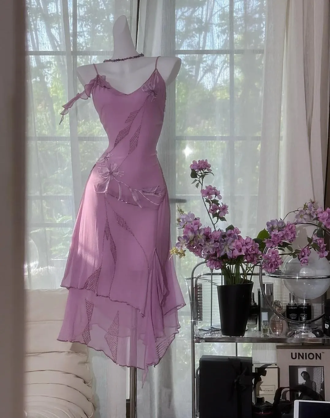 Vintage Purple Spaghetti Straps Chiffon Beading Short Prom Dresses Sweet Party Dresses HZ1108