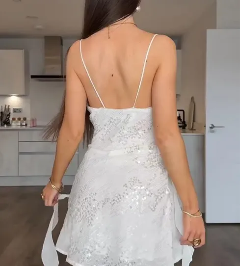 Fashion Blue Sheath Spaghetti Strap Short Outdoor Party Outfit Summer Birthday Dresses HZ1108 - Image 8