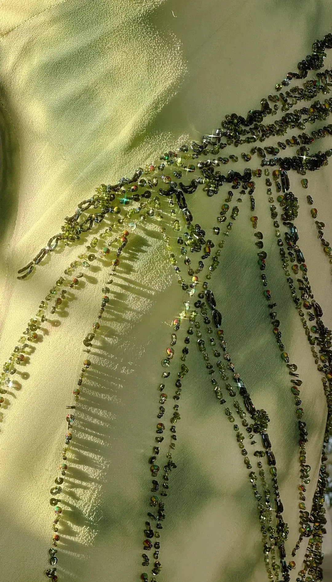 Gorgeous Green Spaghetti Straps Sheath Party Dresses Chiffon Beaded Short Y2K Prom Dresses HZ1108 - Image 3