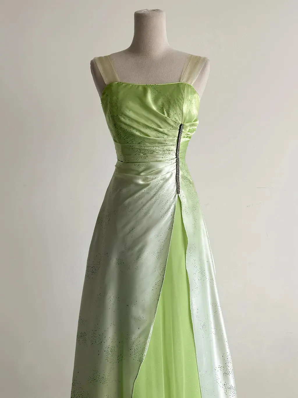 Fairytale Green Square Neck A-Line Satin Sequins Prom Dresses Vintage Tulle Party Dress HZ1108 - Image 2