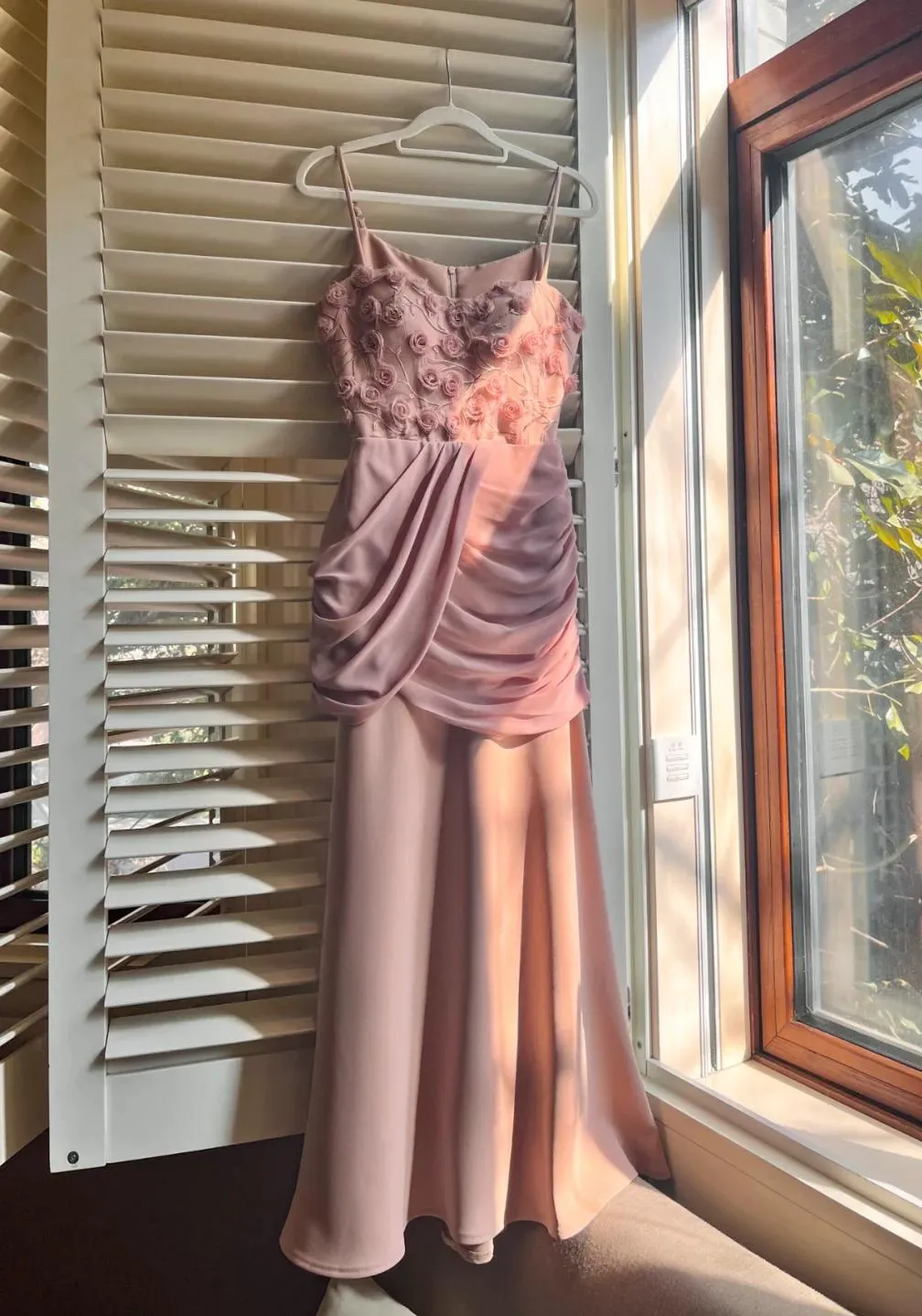 Gorgeous Spaghetti Straps Pink Satin Mermaid Appliques Prom Dresses Simple Evening Gowns HZ1108