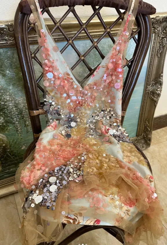 Stunning V-neck Bodycon Party Dress Sequin Chiffon Short Prom Dresses Sparkly Homecoming Dresses HZ1108 - Image 5