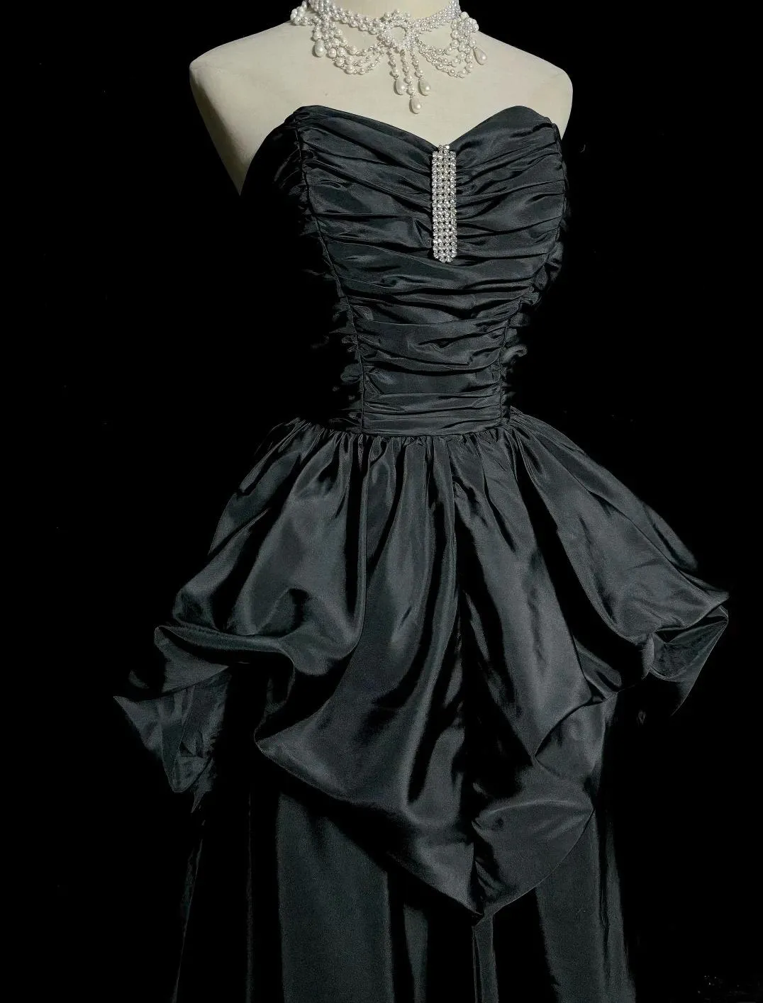 Glam Black Sweetheart Neck A-Line Taffeta Long Prom Dresses Elegant Formal Evening Gowns HZ1108 - Image 2