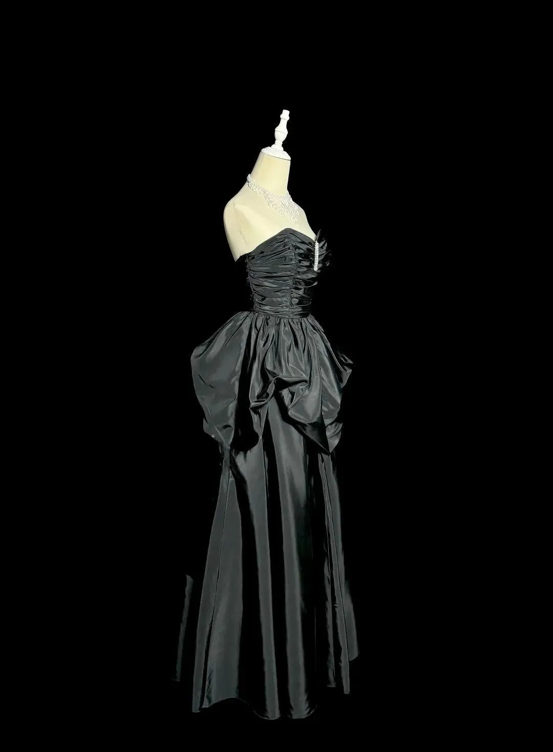 Glam Black Sweetheart Neck A-Line Taffeta Long Prom Dresses Elegant Formal Evening Gowns HZ1108 - Image 3