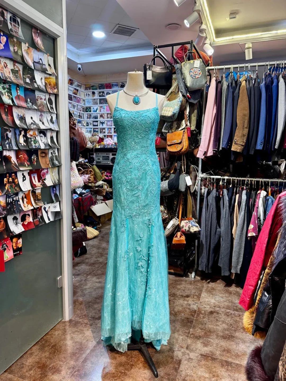 Gorgeous Turquoise Square Neck Mermaid Tulle Applique Long Prom Dresses Backless Formal Evening Gowns HZ1108