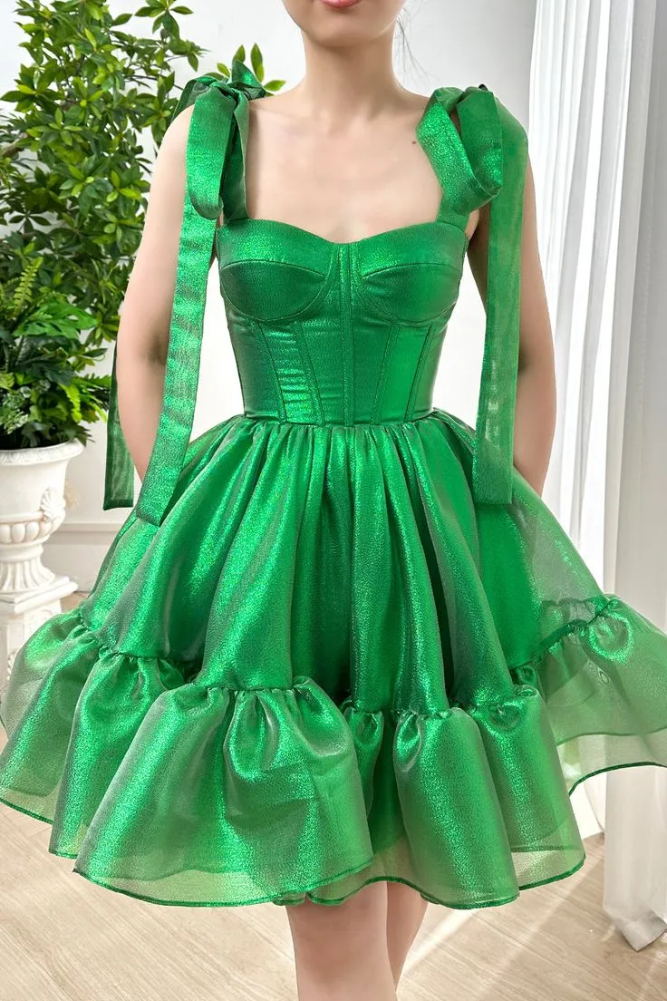 Sweet Green Strapless A-Line Chiffon Short Prom Dresses Homecoming Dresses HZ1108