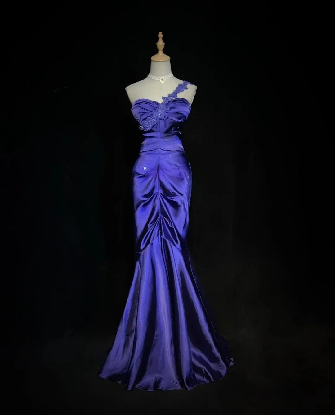Elegant Purple Sweetheart Mermaid Satin Long Prom Dresses Formal Evening Gowns HZ1108