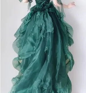 Fairytale Forest Green Halter Neck A-Line Tulle Hi-Lo Long Prom Dresses Formal Evening Gowns HZ1108 - Image 3