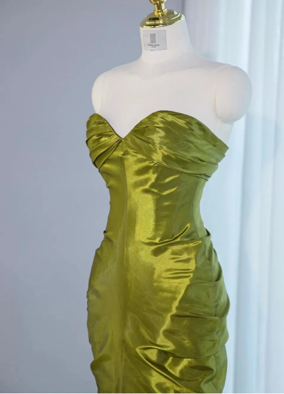 Gorgeous Green Sweetheart Mermaid Satin Long Prom Dresses Formal Evening Gowns HZ1108 - Image 3