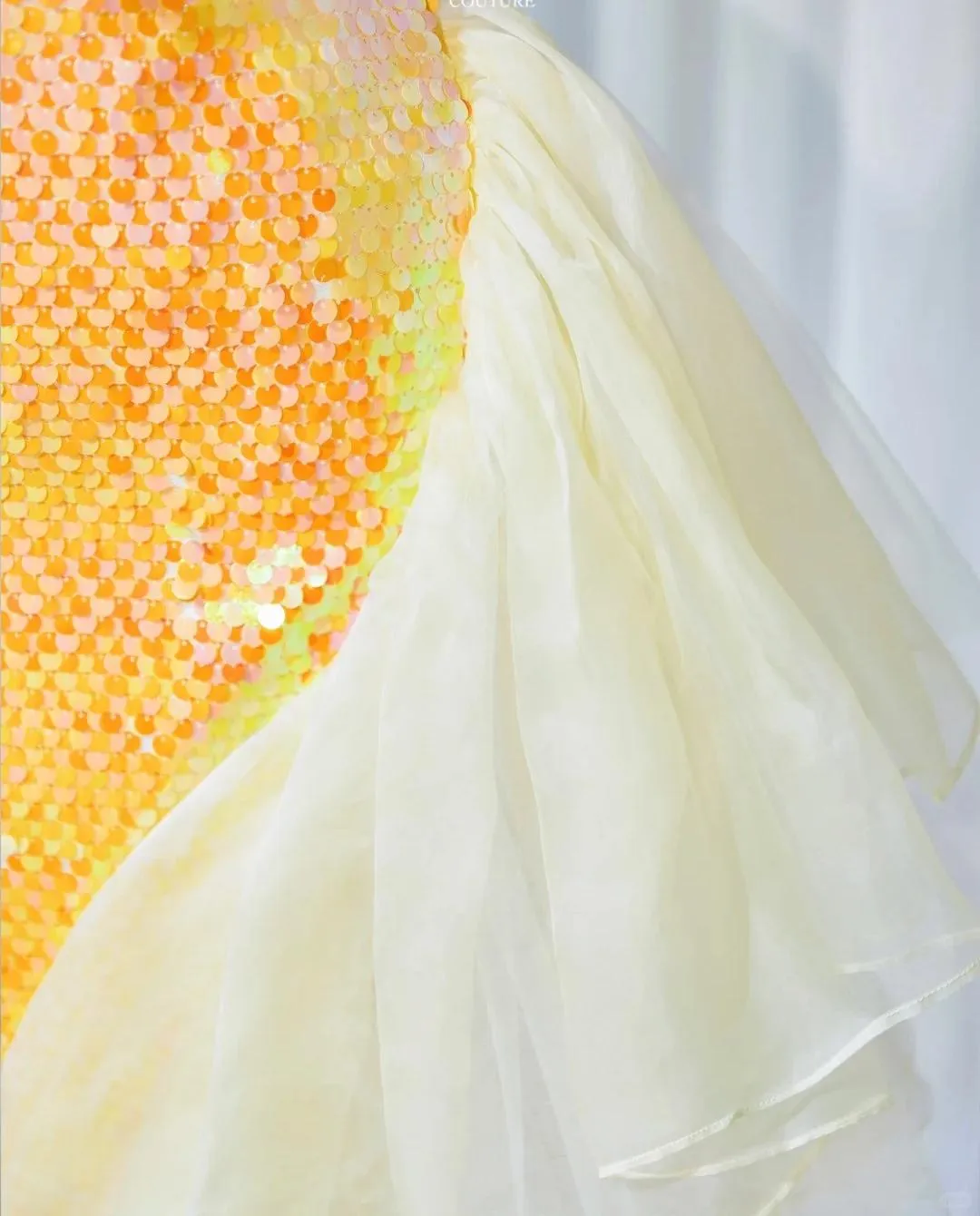 Gorgeous Bright Yellow Strapless Mermaid Sequined Tulle Long Prom Dresses Formal Evening Gowns HZ1108 - Image 3