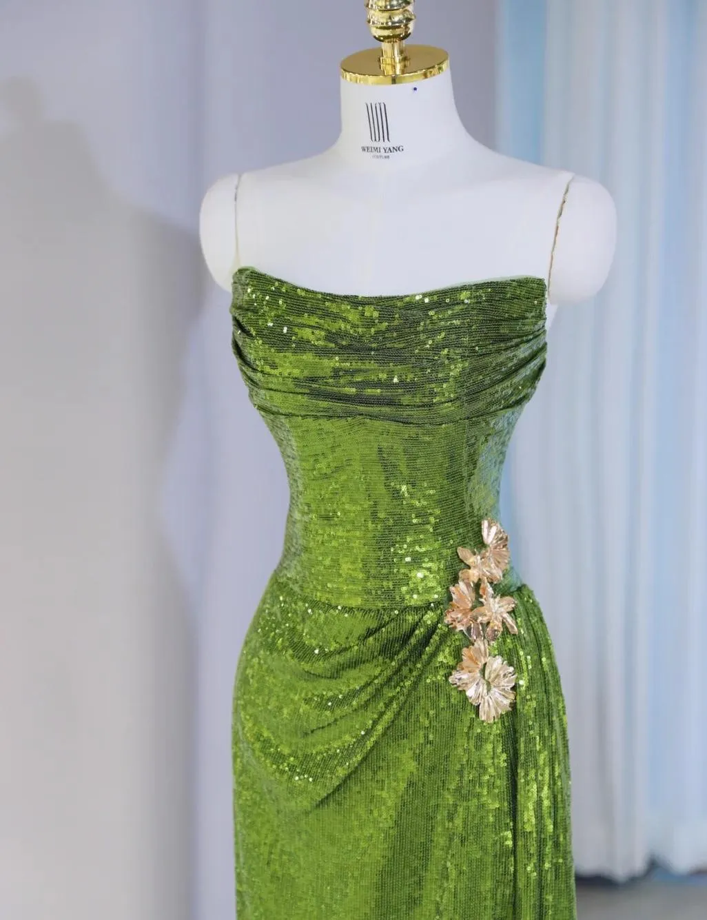 Gorgeous Green Strapless Sheath Sequins Long Prom Dresses Formal Evening Gowns HZ1108 - Image 4