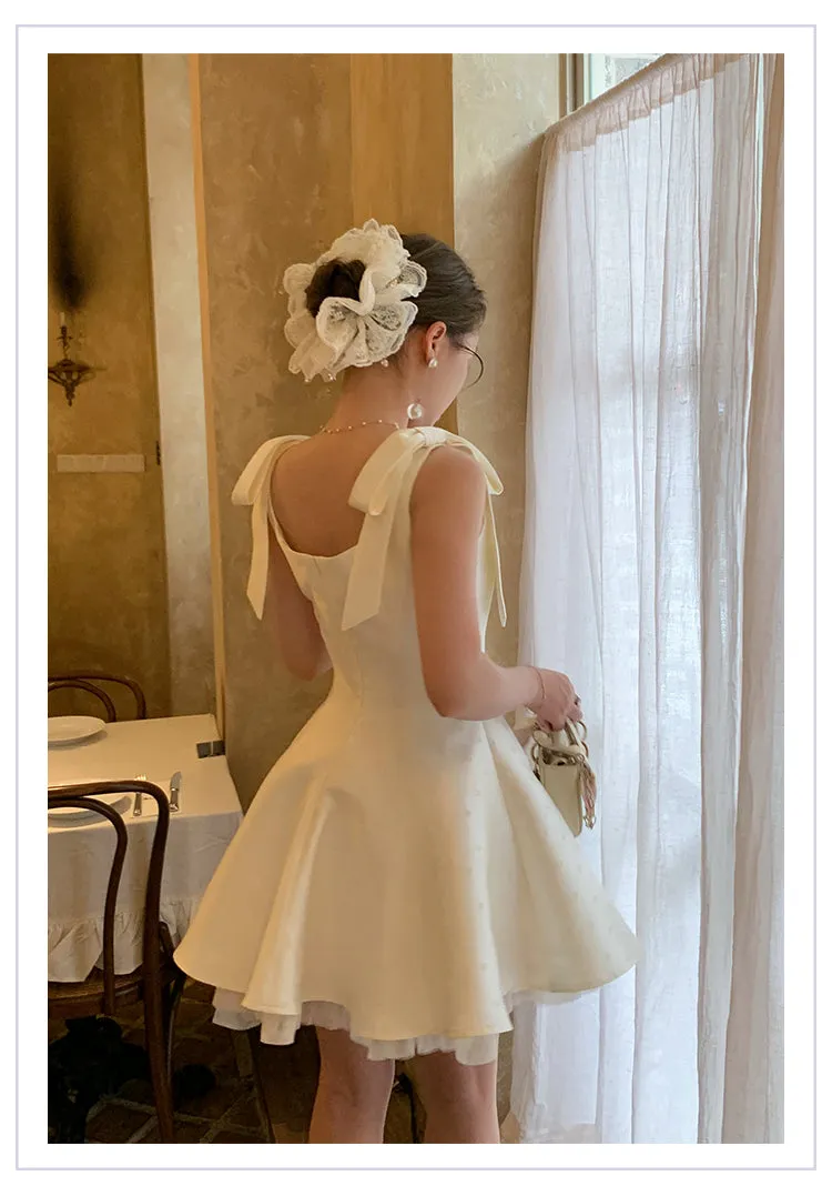 Sweet Light Apricot Square Neck Satin A-Line Short Prom Dresses Homecoming Dresses HZ1108