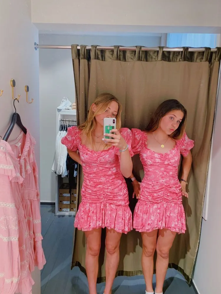 Diynav Pink Floral Homecoming Dress,Pink Beach Dress HZ1017