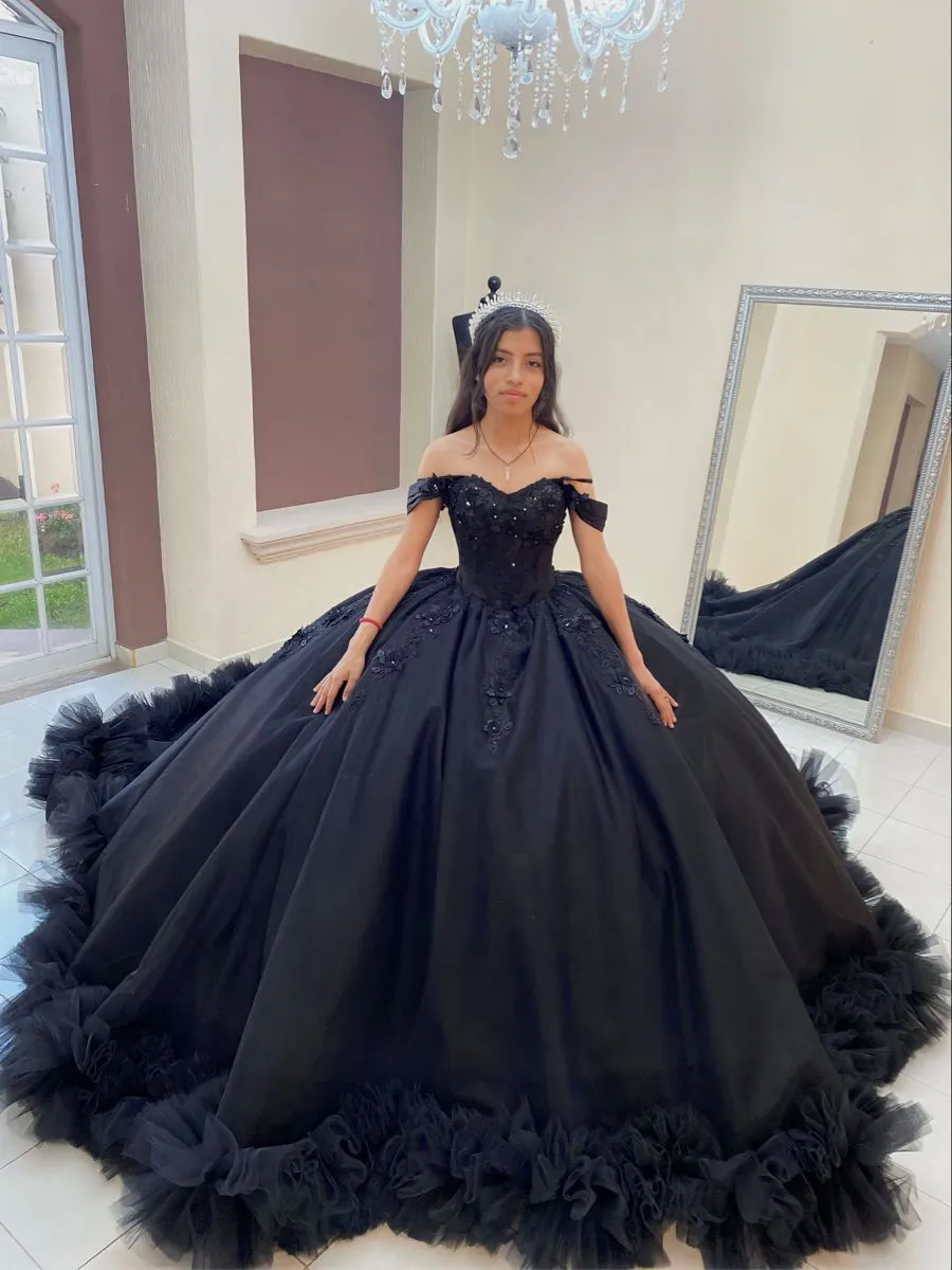 Diynav Gown Black Quinceanera Dress Off the Shoulder Wedding Dress HZ1017