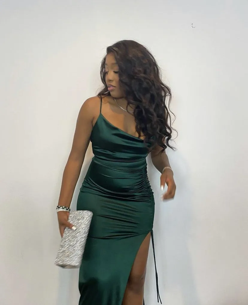 Diynav Emerald Green Long Evening Dress,Sheath Emerald Green Formal Gown HZ1017