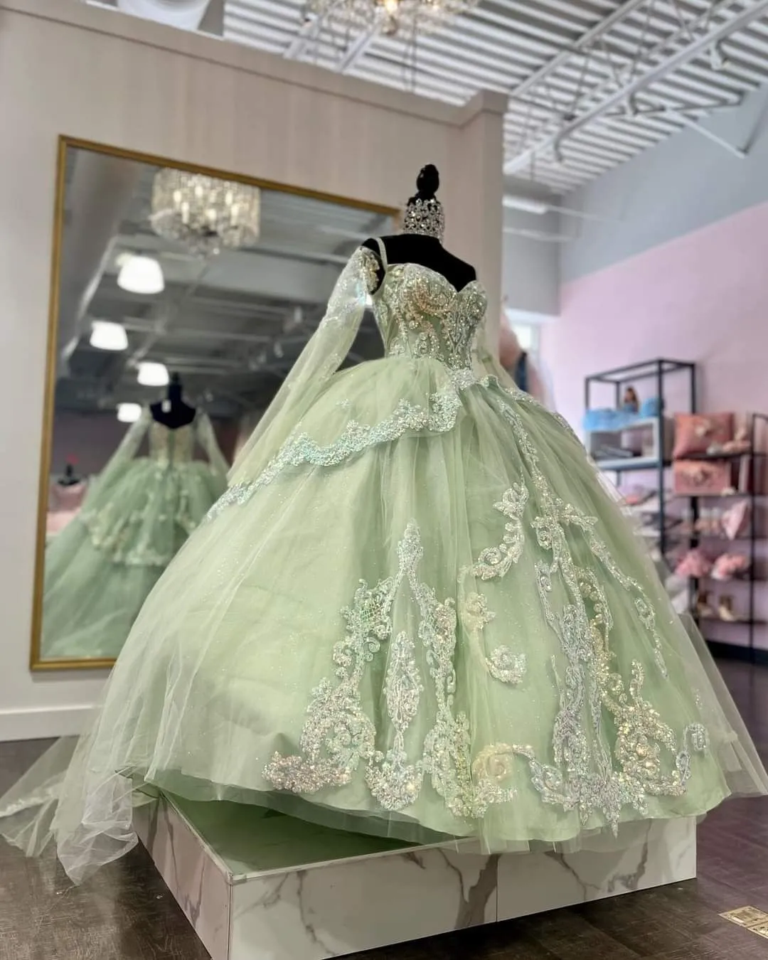 Diynav Green Tulle Ball Gown,Sweet 16 Dress,Princess Dress HZ1017