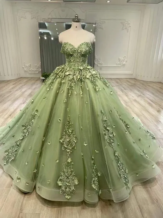 Diynav 16 Quinceanera Dresses for Girls Ball Gown Tulle Lace Appliques Dress for Women HZ1017