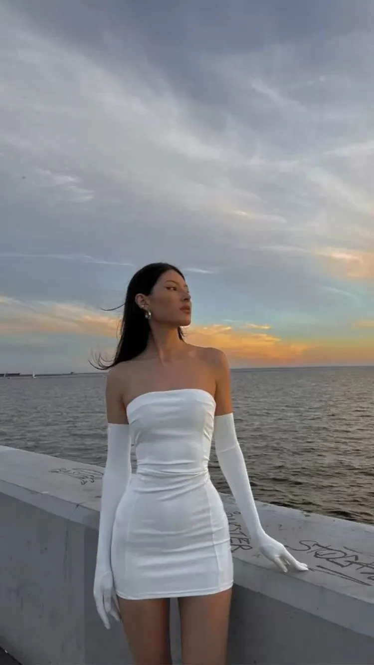 Diynav White Strapless Homecoming Dress,Sexy Bodycon Dress HZ1017