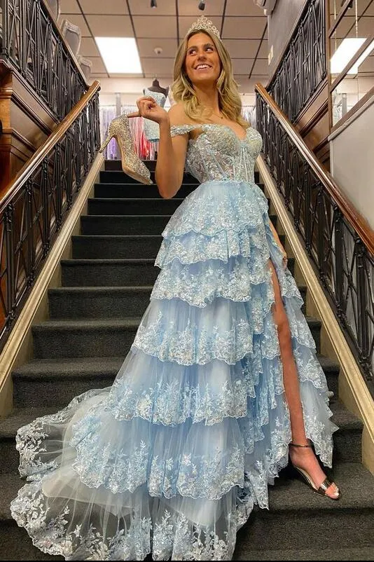 Diynav Prom Dress with Slit Skirt, Wedding Dress, Graduation School Party Gown HZ1017