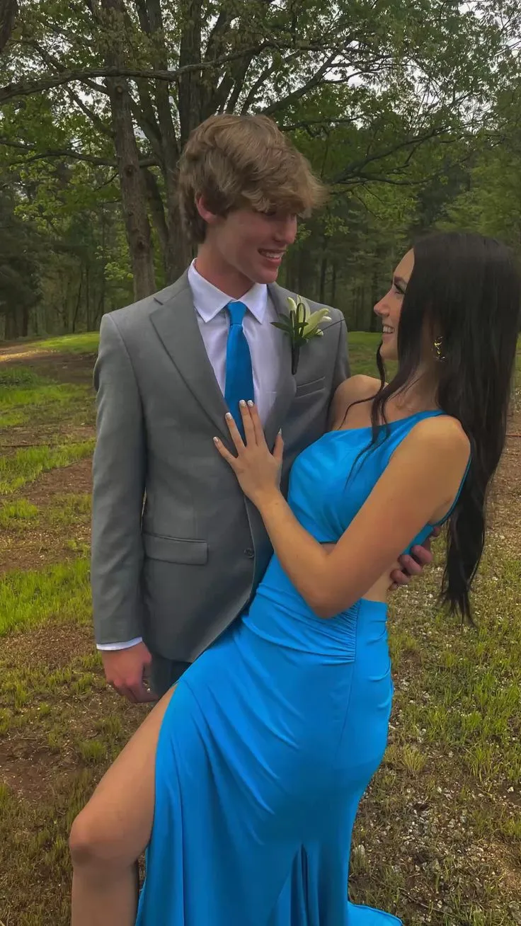 Diynav One Shoulder Blue Prom Dress Blue Evening Dress HZ1017