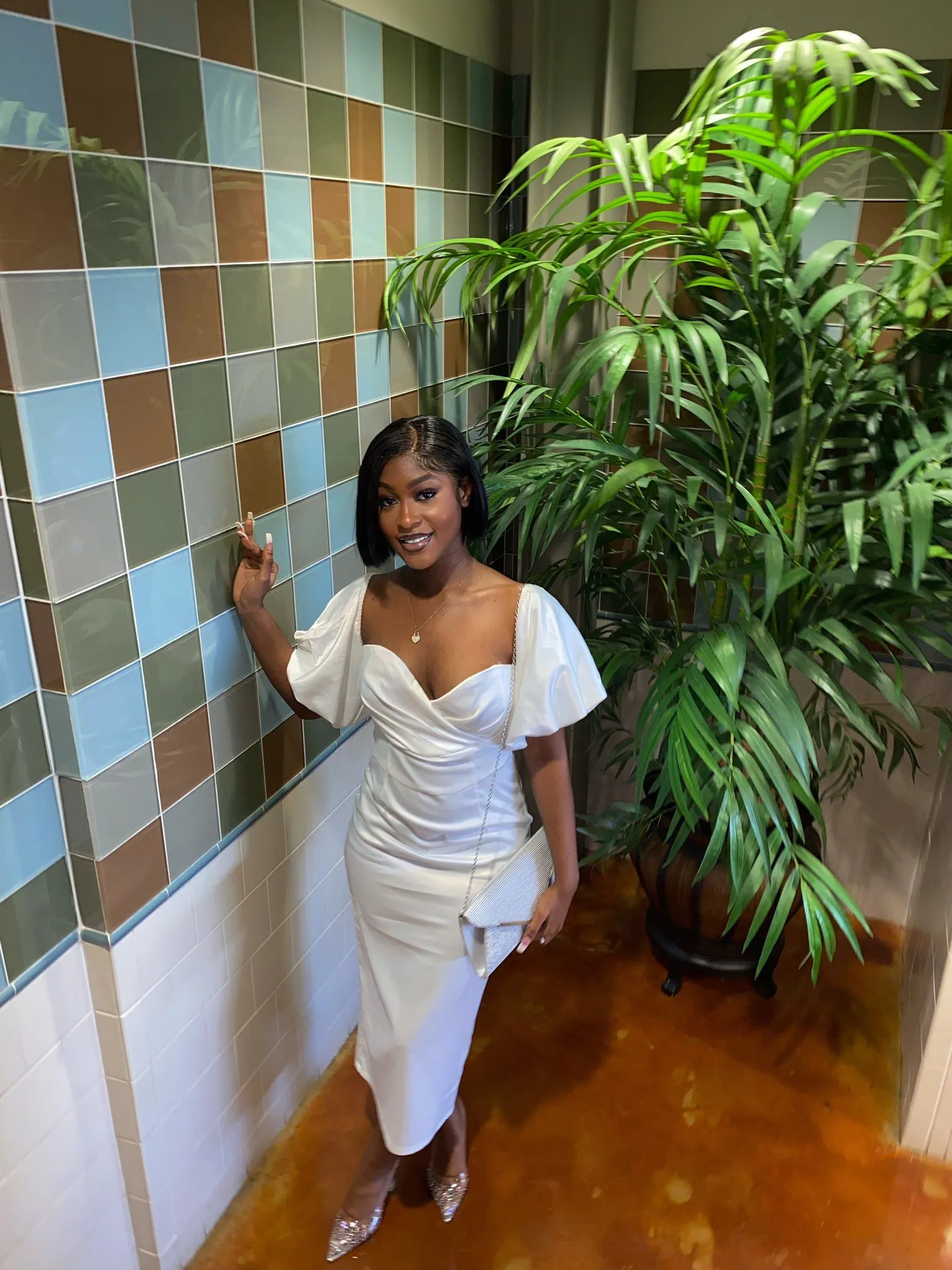 Diynav White Midi-length Evening Dress,White Party Dress HZ1017