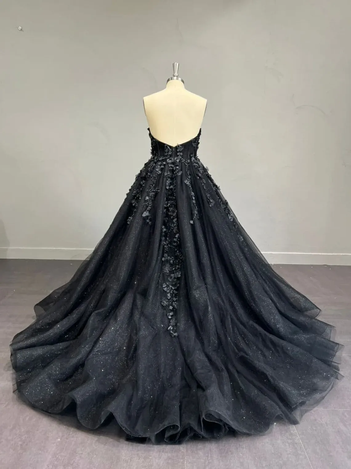 Diynav Alternative Black Gown, Off The Shoulder Ball Gown Gothic Unconventional Wedding HZ1017 - Image 4