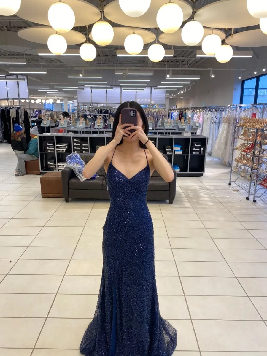 Diynav Navy Blue Mermaid Long Prom Dress,Navy Blue Evening Gown HZ1017