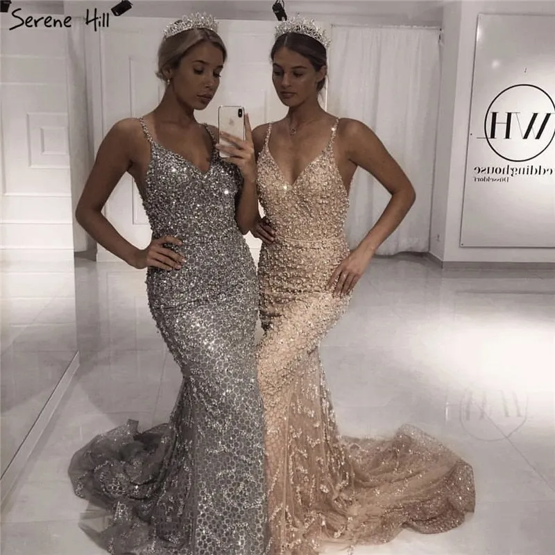 Diynav Luxury Sexy Mermaid Evening Dresses 2025 Diamond Beading Off Shoulder Formal Dress Real Photo HZ1017