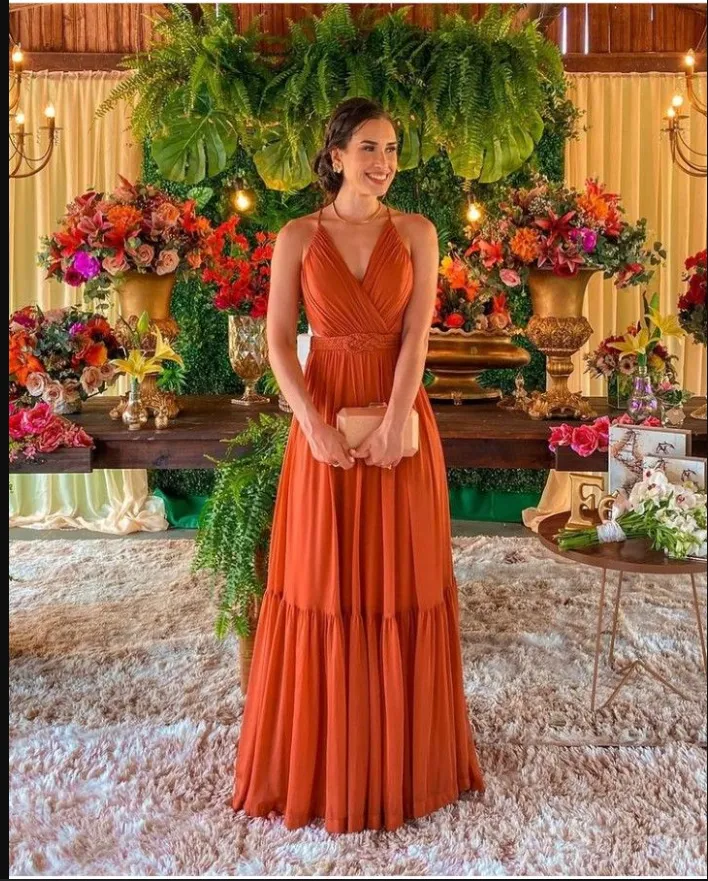 Diynav A-line V Neck Evening Dress Charming Evening Gown HZ1017