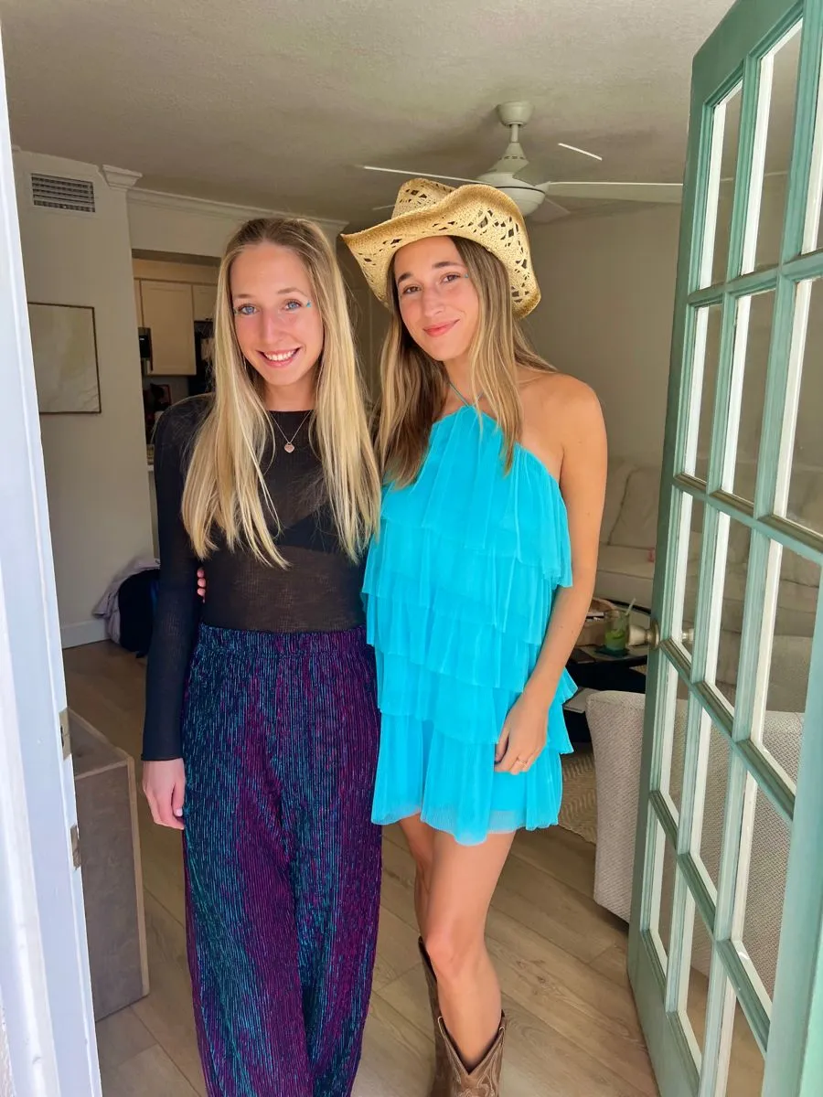 Diynav Neckline Blue Multi-layered Homecoming Dress HZ1017