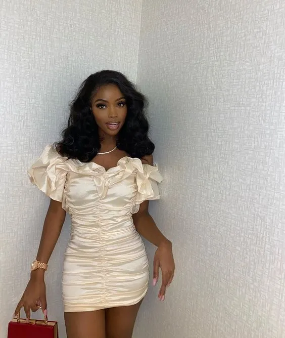 Diynav Off the Shoulder Black Girls Homecoming Dresses, 21th Birthday Outfit Dress HZ1017