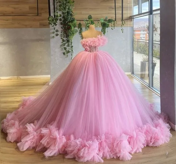 Diynav prom dresses, ruffle prom dresses, ball gown,puffy prom dresses, tulle evening dresses, new arrival evening dresses HZ1017