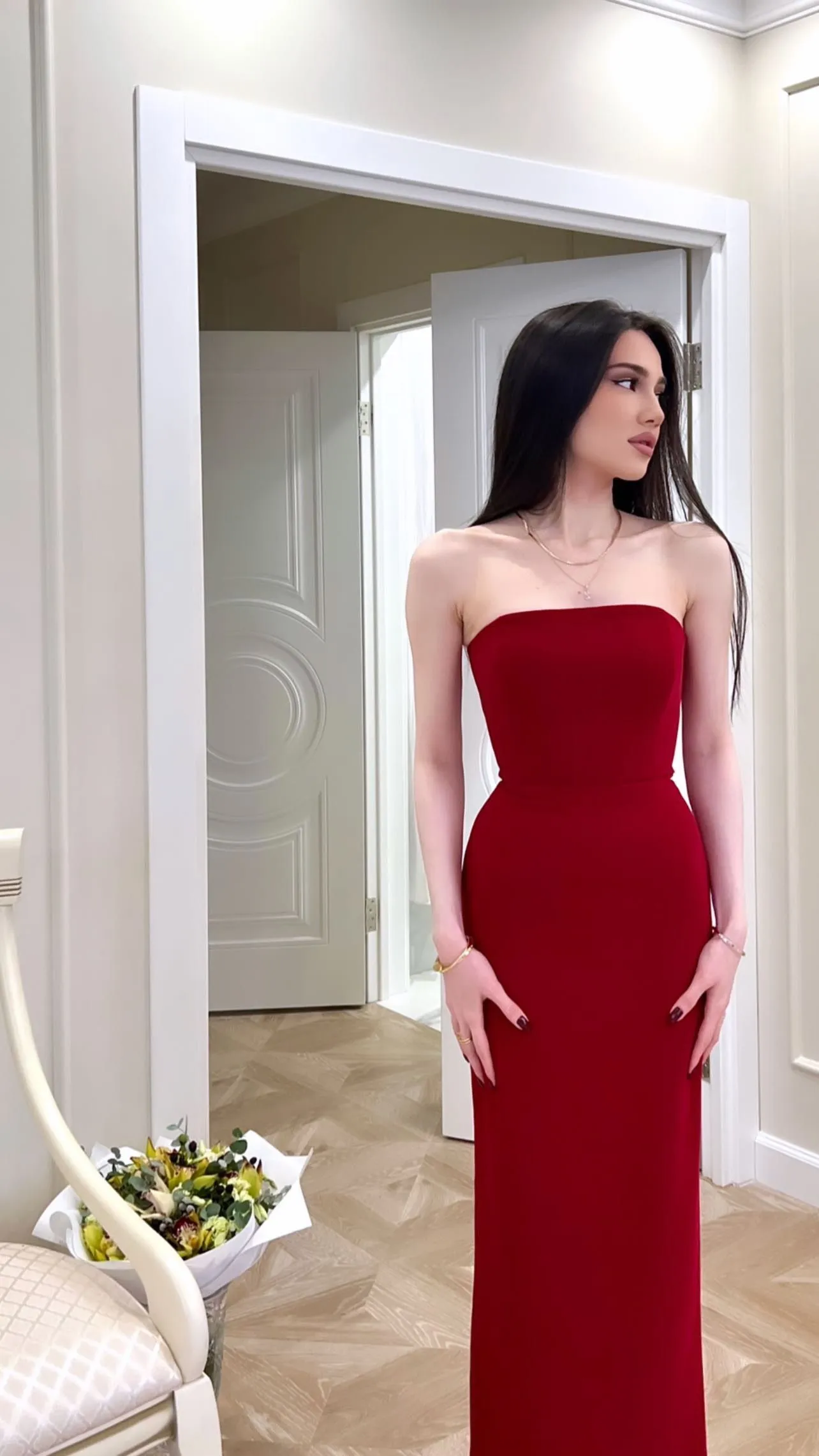 Diynav Strapless Sheath/Column Prom Dress,Charming Evening Dress HZ1017