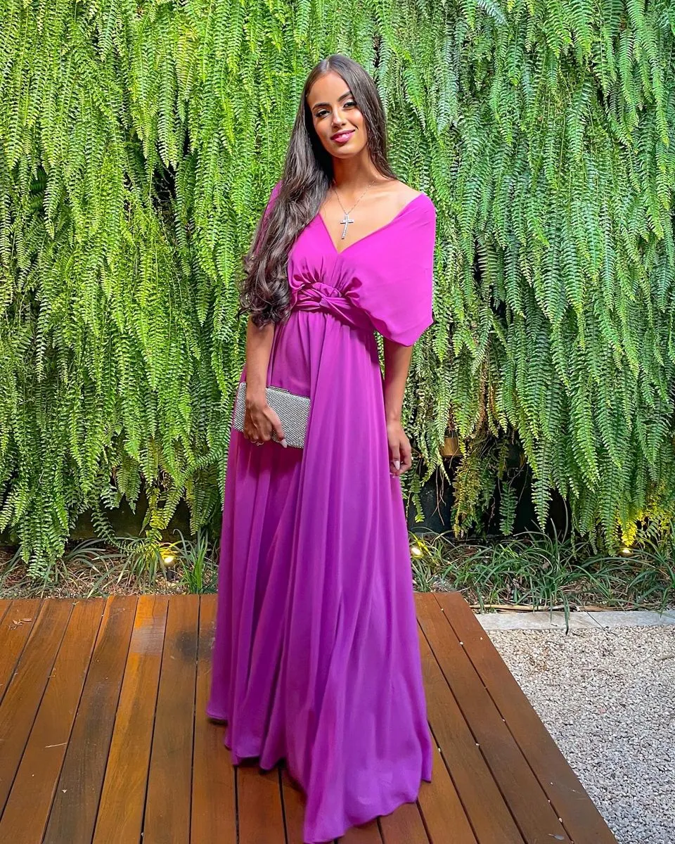 Diynav A-line Evening Dress Fuchsia Wedding Guest Outfit HZ1017