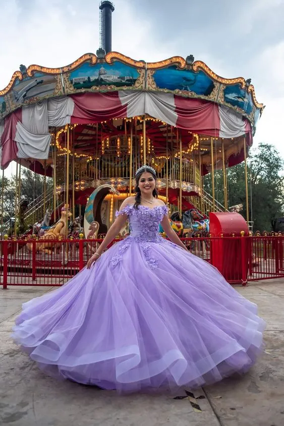 Diynav Tulle Appliques Quinceanera Dress Ball Gown Sweet 16 Dress HZ1017