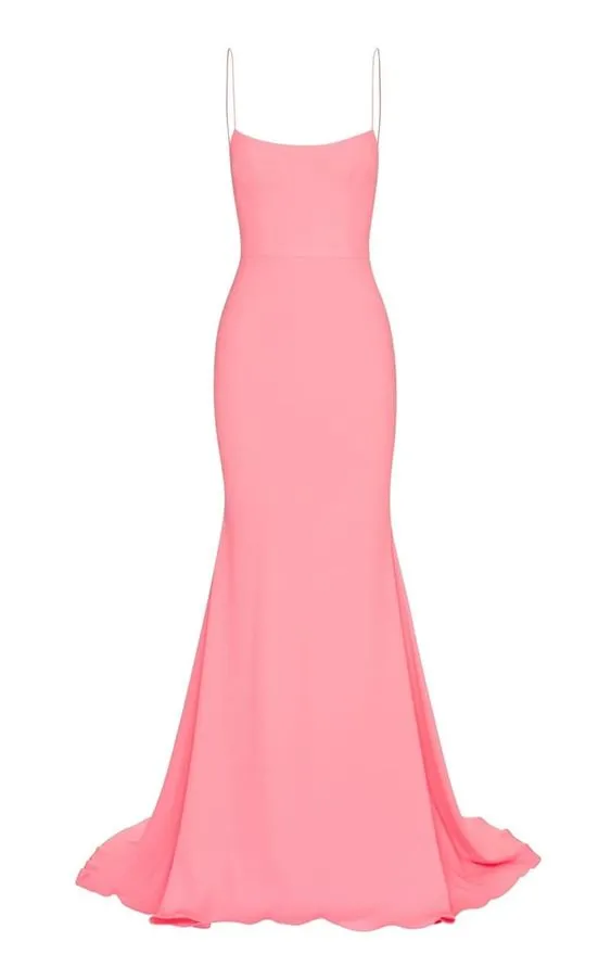 Diynav Long Prom Dress Pink Spaghetti Straps Evening Dress HZ1017 - Image 2