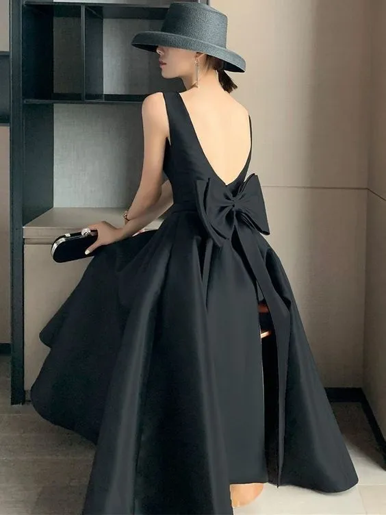 Diynav Black Prom Birthday Ball Gown Backless Big Bow-tie Evening Guest Long Party Summer Dresses HZ1017