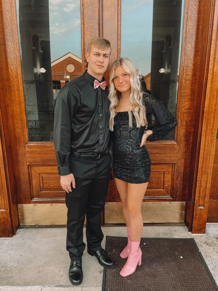 Diynav Long Sleeves Homecoming Dress,Black Graduation Dress For Teens HZ1017