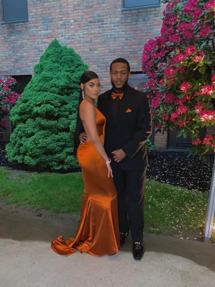 Diynav Mermaid Orange Evening Dress With Train HZ1017